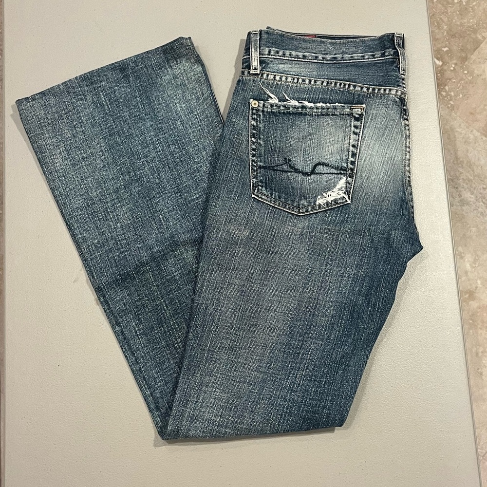 7 For All Mankind Blue Boot Cut Jeans